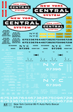 New York Central 86 Ft Auto Parts Boxcar White Cigar Band - Decal - Choose Scale