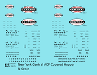 New York Central ACF Covered Hopper Black White and Red  - Decal - Choose Scale