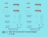 New York Central ACF Covered Hopper Black White and Red  - Decal - Choose Scale