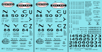 New York Central Covered Hopper Black White and Red 1960s Gothic Lettering - Decal - Choose Scale