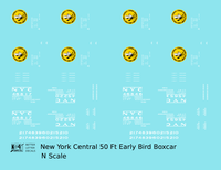 New York Central 50 Ft Boxcar Yellow, Black and White Early Bird