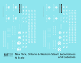 New York, Ontario and Western Steam Locomotive White  - Decal - Choose Scale