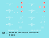 Paris and Mt Pleasant Railroad 40 Ft Wood Boxcar White and Red Texas - Decal - Choose Scale