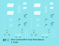 Penn Central 86 Ft Auto Parts Boxcar White