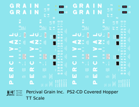 Percival Grain, Inc. PS-2CD Covered Hopper White Iowa - Decal - Choose Scale