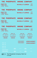 The Phosphate Mining Company Tank Car Red and White Nichols, Florida - Decal Sheet