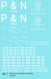 Piedmont and Northern Caboose White  - Decal - Choose Scale