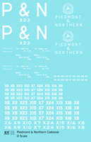 Piedmont and Northern Caboose White  - Decal Sheet