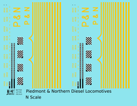 Piedmont and Northern ALCO Hood Diesel Or Switcher Yellow Big P&N - Decal - Choose Scale