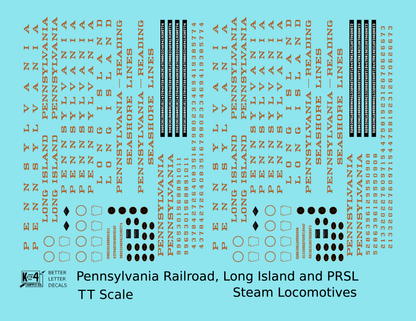 Pennsylvania Railroad, Long Island, PRSL Steam Locomotive Bronze Gold  - Decal - Choose Scale