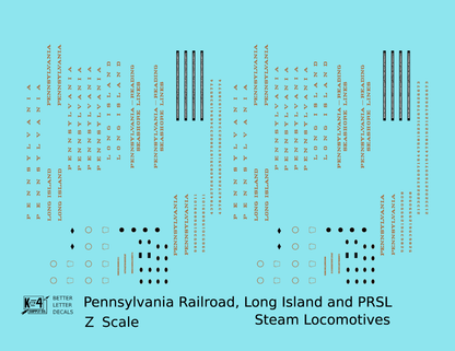 Pennsylvania Railroad, Long Island, PRSL Steam Locomotive Bronze Gold  - Decal - Choose Scale