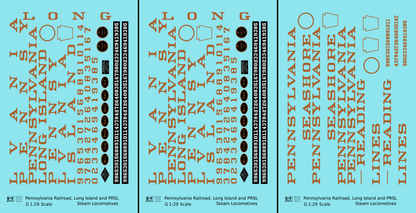 Pennsylvania Railroad, Long Island, PRSL Steam Locomotive Bronze Gold  - Decal - Choose Scale