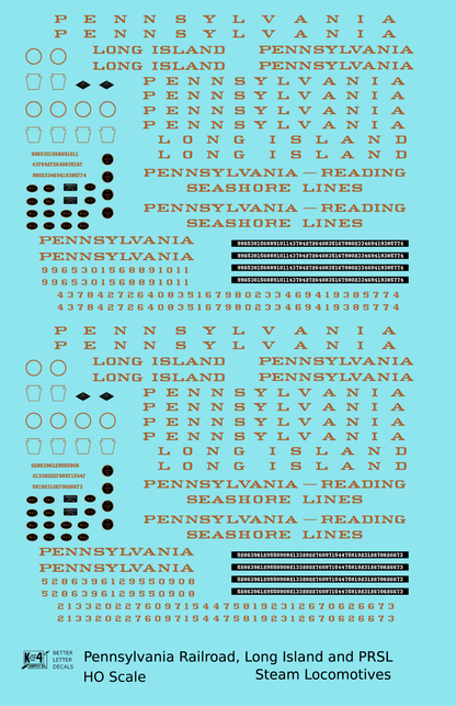 Pennsylvania Railroad, Long Island, PRSL Steam Locomotive Bronze Gold  - Decal - Choose Scale