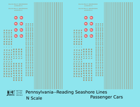 Pennsylvania-Reading Seashore Lines Passenger Car Bronze Gold PRSL - Decal - Choose Scale