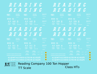 Reading HTD 100 Ton Hopper White and Black  - Decal - Choose Scale