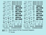 Rock Island 70 Ton Covered Hoppers Black Roman, Block Letters