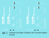 Simpson Lee Paper Co. (ACFX) ACF Covered Hopper White  - Decal - Choose Scale