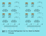 St. Louis Refrigerator Car Co. 40 Ft Steel Ice Reefer Black  - Decal - Choose Scale