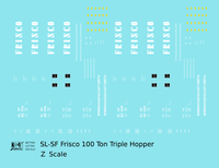 SLSF Frisco 100 Ton Triple Hopper White  - Decal - Choose Scale
