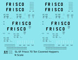 SLSF Frisco 70 Ton Covered Hopper Black Roman Marks - Decal - Choose Scale