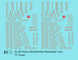 SLSF Frisco Streamlined Passenger Car Red  - Decal - Choose Scale