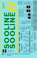 Soo Line ACF Covered Hopper Green Yellow and Black  - Decal - Choose Scale