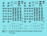Southern Railway Covered Hopper Dark Gray  - Decal - Choose Scale
