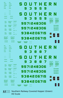 Southern Railway Covered Hopper Green  - Decal - Choose Scale