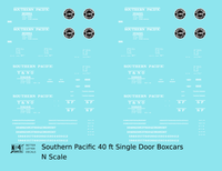 Southern Pacific 40 Ft Single Door Boxcar White and Black  - Decal - Choose Scale