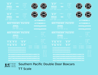 Southern Pacific Double Door Boxcar White and Black  - Decal - Choose Scale