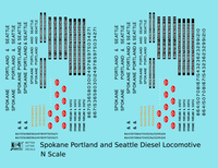 Spokane Portland and Seattle Diesel Locomotive Black  - Decal - Choose Scale