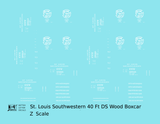 Cotton Belt 40 Ft Double Sheathed Boxcar White  - Decal - Choose Scale