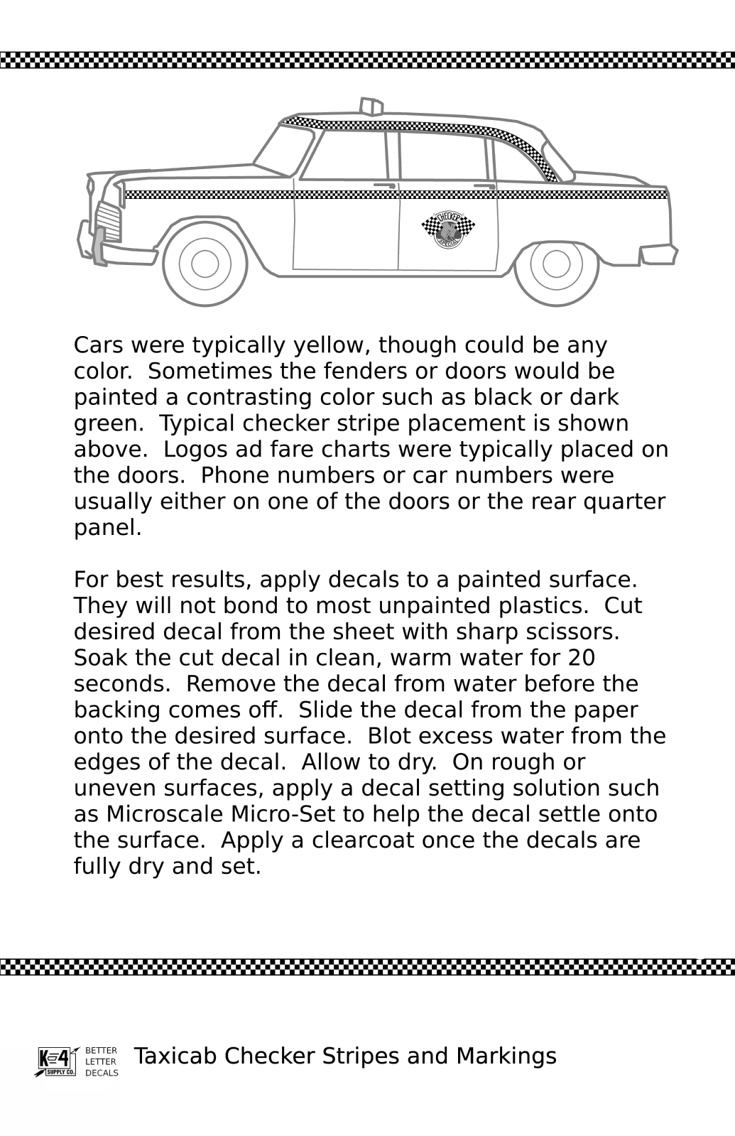 Taxi Cab Car Checker Stripes and Markings