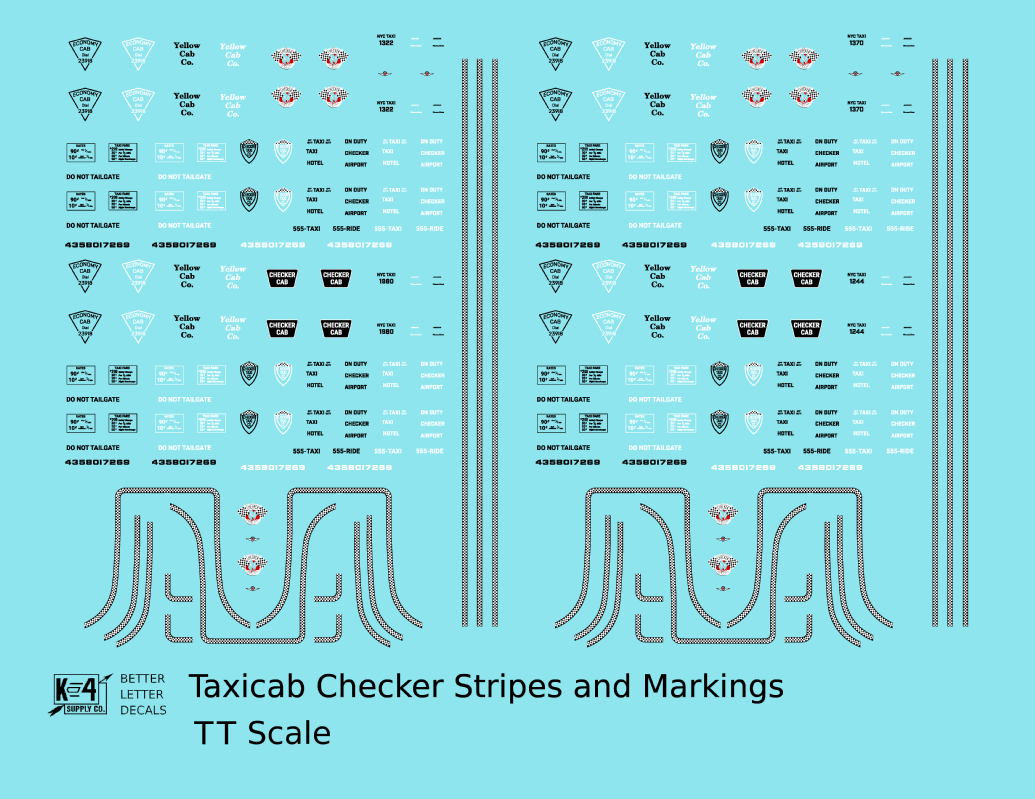 Taxi Cab Car Checker Stripes and Markings