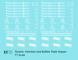 Toronto, Hamilton and Buffalo Offset Triple Hopper White  - Decal - Choose Scale