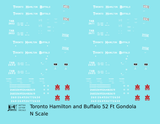 Toronto, Hamilton and Buffalo 52 Ft Gondola White  - Decal - Choose Scale