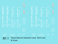 Texas Natural Gasoline Corp ICC-105 Tank Car White and Red Texgas - Decal - Choose Scale