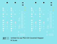United Co-Op PS-2CD Covered Hopper White Webster City, Iowa - Decal - Choose Scale
