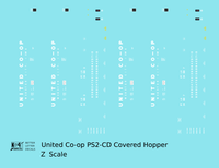 United Co-Op PS-2CD Covered Hopper White Webster City, Iowa - Decal - Choose Scale