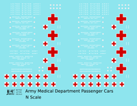 US Army Medical Department Hospital Passenger Car White and Red  - Decal - Choose Scale