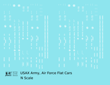 USAX Army and Air Force Flat Car White  - Decal - Choose Scale