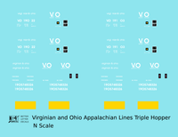 Virginian and Ohio Three Bay Hopper White V&O Appalachian Lines