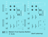 Great Northern Western Fruit Express WFEX Reefer Black Serif - Decal - Choose Scale