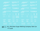 W.J. McCahan Sugar Tank Car White Philadelphia - Decal - Choose Scale