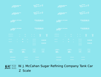 W.J. McCahan Sugar Tank Car White Philadelphia - Decal - Choose Scale