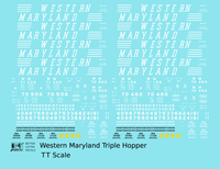 Western Maryland Triple Hopper White Speed Letter - Decal - Choose Scale