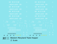 Western Maryland Triple Hopper White Speed Letter - Decal - Choose Scale