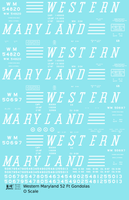 Western Maryland 52 Ft Gondola White Speed Letter - Decal Sheet