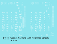 Western Maryland 65 Ft Gondola White Speed Letter - Decal - Choose Scale