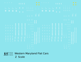 Western Maryland Flat Car White  - Decal - Choose Scale